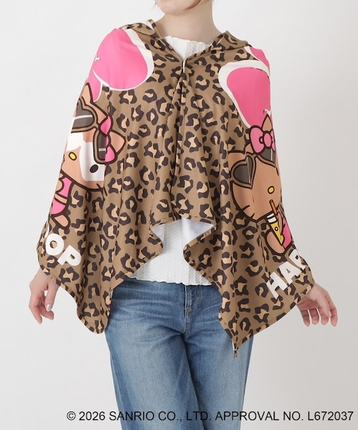 日焼けハローキティ 冷感タオルポンチョ LEOPARD BR
