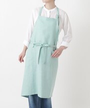 リネンのネックエプロン フリー ミント <LINEN&BASIC リネンアンドベーシック>