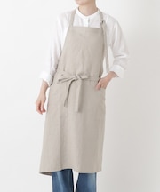 リネンのネックエプロン フリー キナリ <LINEN&BASIC リネンアンドベーシック>