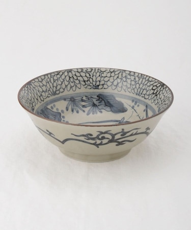 美濃焼 染付ラーメン鉢 花鳥