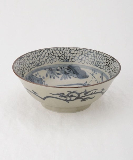 美濃焼 染付ラーメン鉢 花鳥