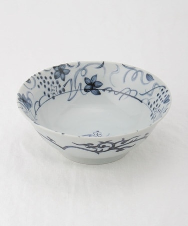 美濃焼 染付ラーメン鉢 草花