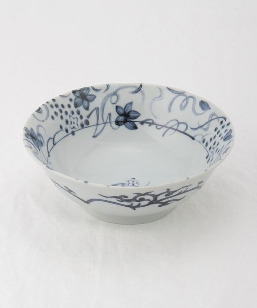 美濃焼 染付ラーメン鉢 草花