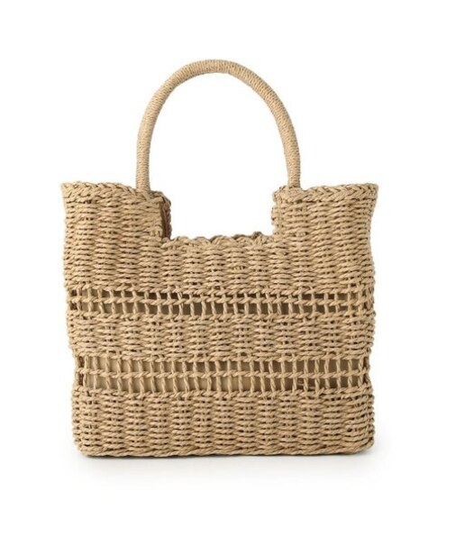 雑材デザイン編みスクエアトート