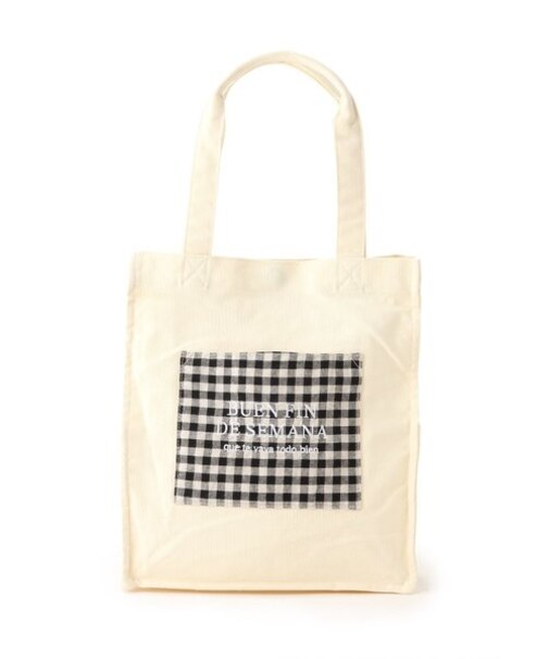 SOBIA　ギンガムチェックスクエアロゴトート