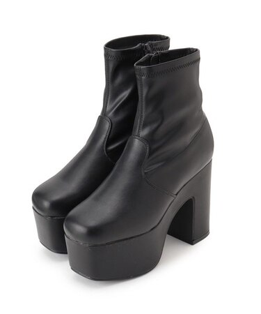 スクエアトゥ厚底ショートブーツ csT&P