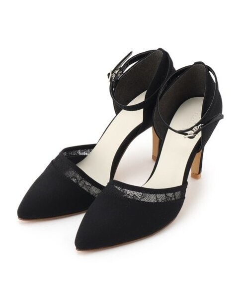 アンクルストラップレースコンビパンプス