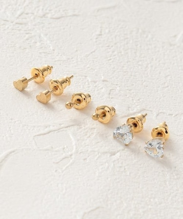 ピアス ハート キュービックジルコニア ボール ステンレス 6個 セットピアス