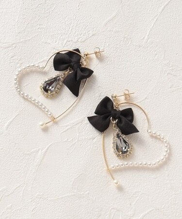 推し活 量産系 地雷系 リボン×ハートピアス