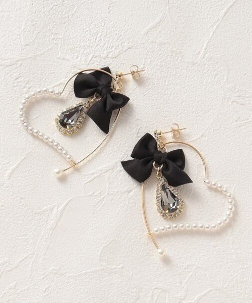 推し活 量産系 地雷系 リボン×ハートピアス