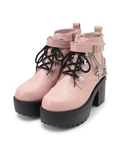 厚底十字架チャーム付きチェーンブーツ