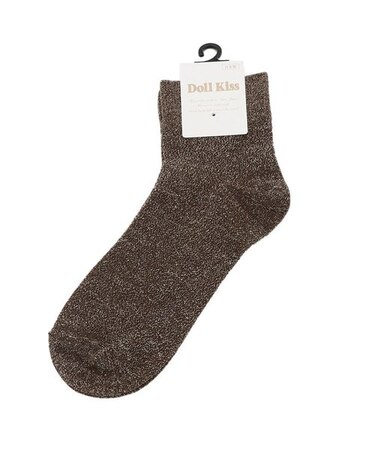 モノトーンラメ無地クルーソックス　靴下