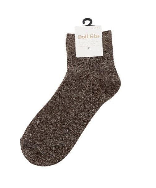 モノトーンラメ無地クルーソックス　靴下