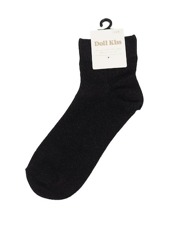 モノトーンラメ無地クルーソックス　靴下