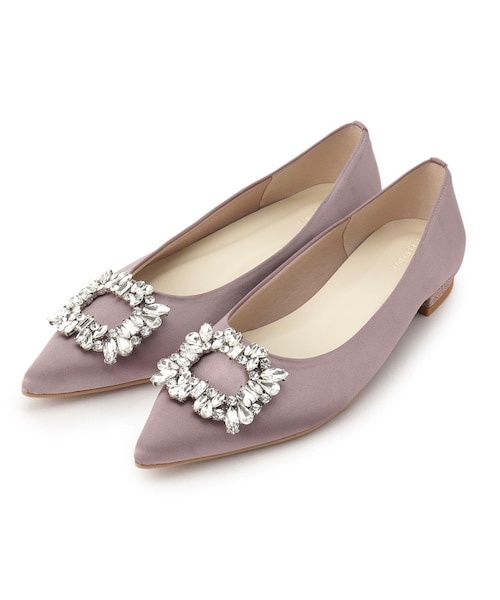 ランバンコレクション☆大人気ヒールビジューフラットパンプス25.5