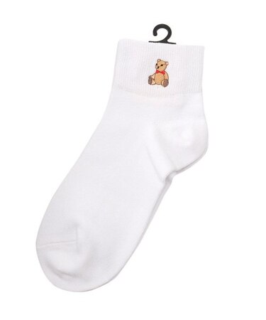 テディベア刺繍ソックス　靴下