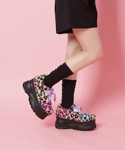 【新色追加】サテンリボンレースアップ厚底スニーカー