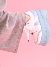 【新色追加】サテンリボンレースアップ厚底スニーカー
