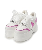 サテンリボンレースアップ厚底スニーカー