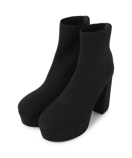 【ラク盛り／ショートブーツ】リピーター続出／脚長美脚　厚底ニットショートブーツ