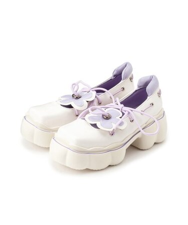 厚底フラワーパンプス