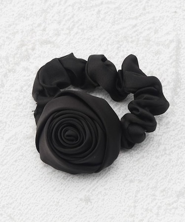 シュシュ ビッグ ローズ 巻きバラ 薔薇 ヘアゴム ヘアポニー