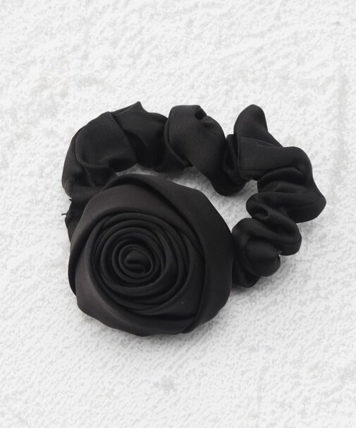 シュシュ ビッグ ローズ 巻きバラ 薔薇 ヘアゴム ヘアポニー