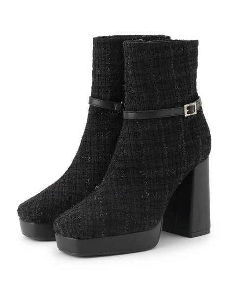 ツイードベルトショートブーツ