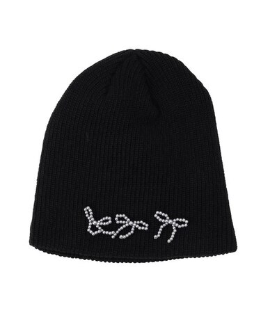 ビーズリボンニット帽