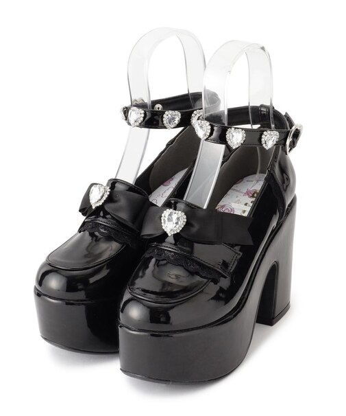 厚底リボン付き3WAYキラキラパンプス