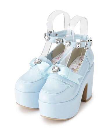 厚底リボン付き3WAYキラキラパンプス