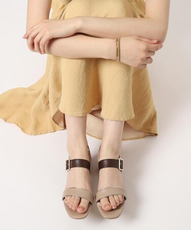 配色バックルベルトサンダル