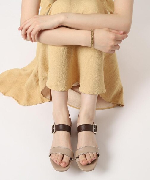 配色バックルベルトサンダル