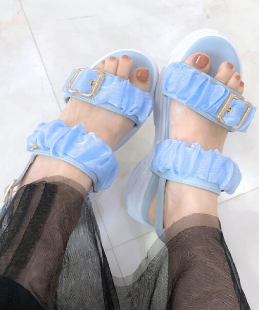 ギャザーダブルベルトサンダル