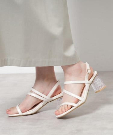 キルティングクリアヒールサンダル