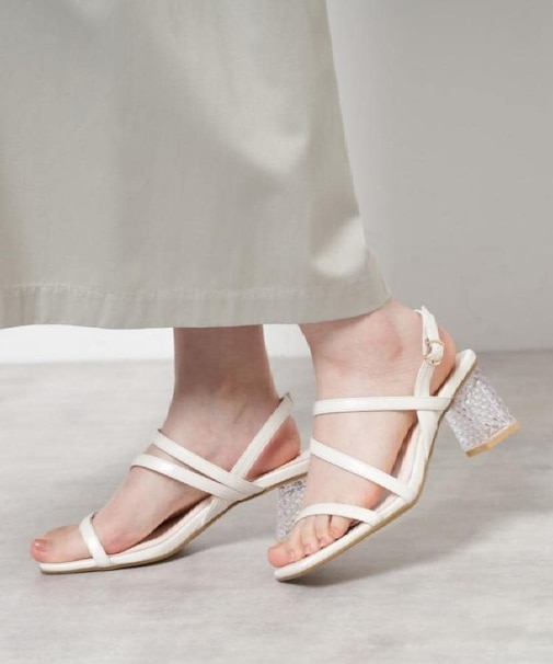 キルティングクリアヒールサンダル