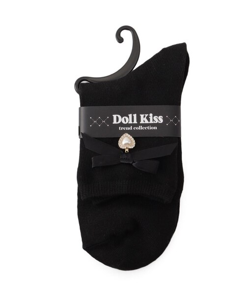 サテンリボン×ハートパーツ付きソックス
