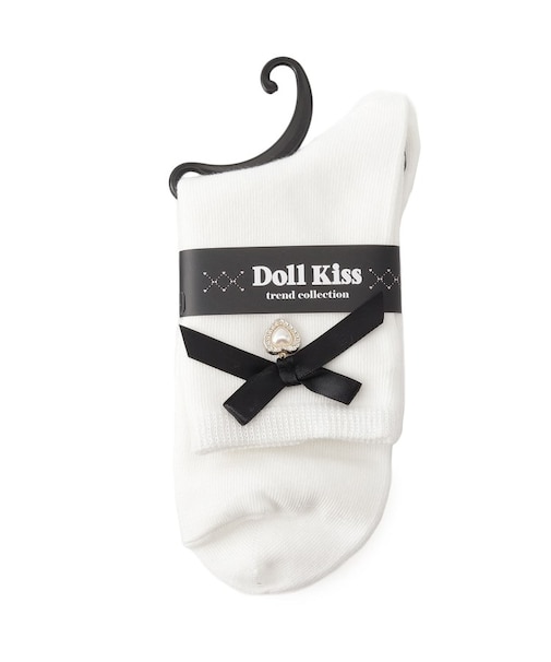 サテンリボン×ハートパーツ付きソックス