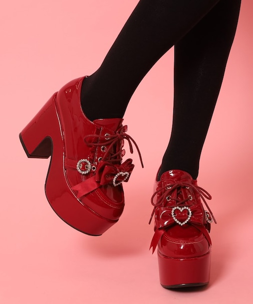 夢見るシリーズ厚底ハート付きパンプス