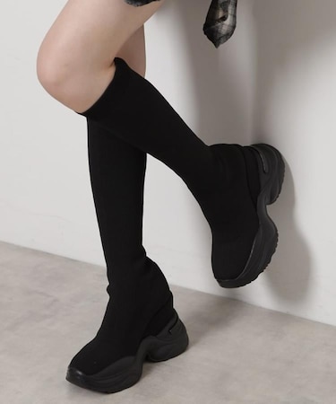 【楽ちん×美脚】スニーカーソールストレッチロングブーツ