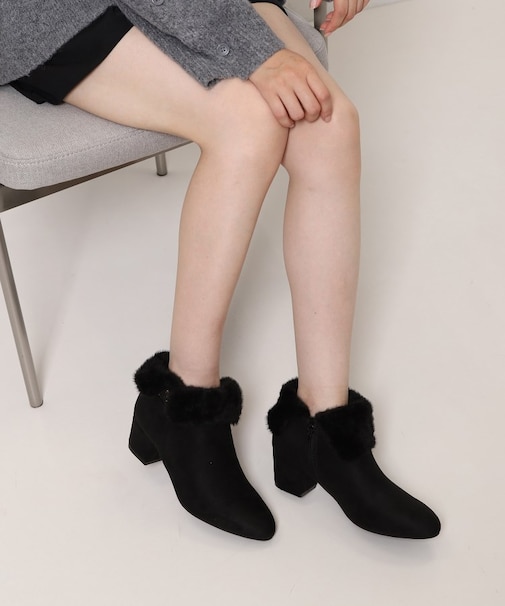 折り返しフェイクファー2WAYショートブーツ