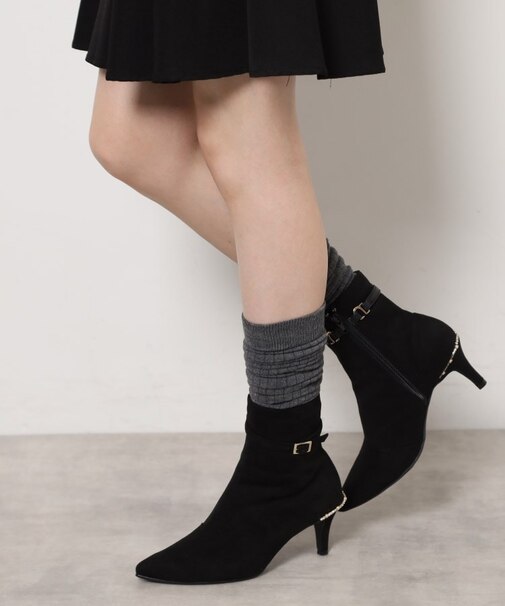 ジュエルヒールショートブーツ