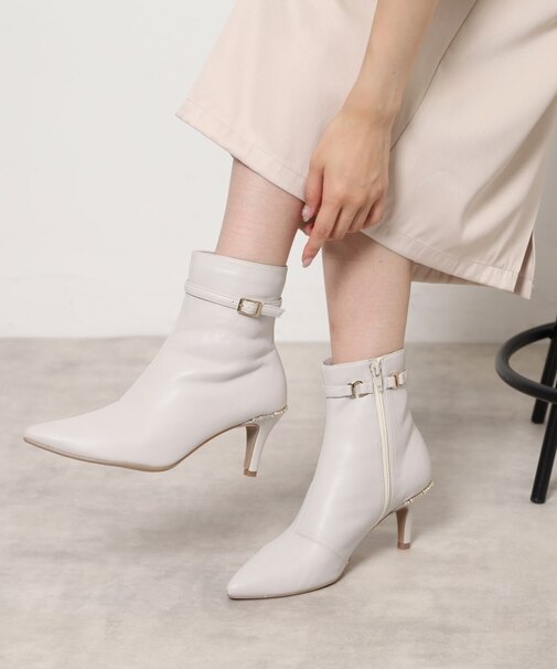 ジュエルヒールショートブーツ