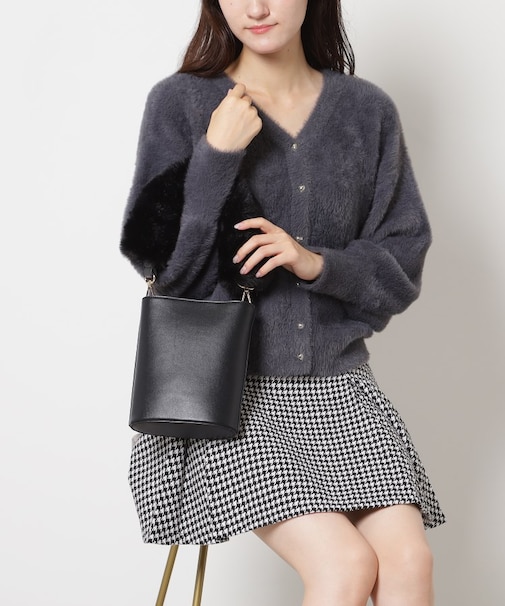 フェイクファーハンドル3WAYミニショルダーバッグ