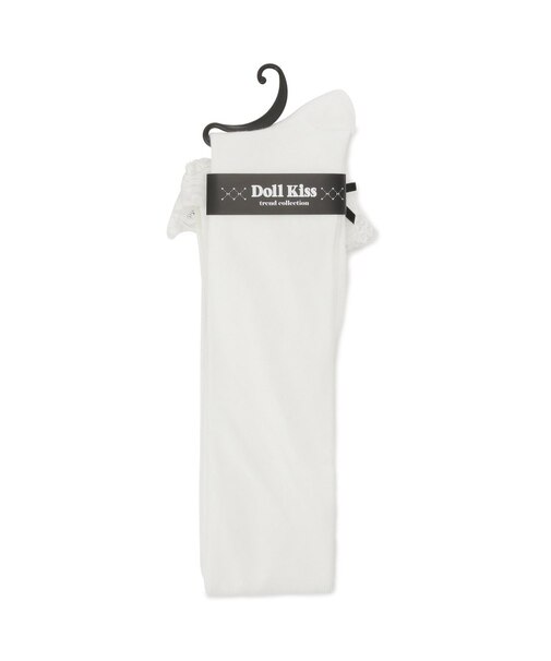 2連レースサテンリボンニーハイソックス