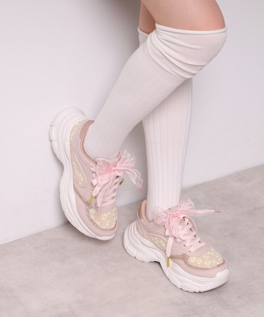 フラワー刺繍ラメスニーカー