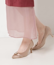 【12時間パンプス】約7.5cm/ビジューベルト 歩きやすくて疲れにくい