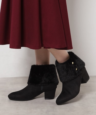 2WAYフェイクファー付きショートブーツ