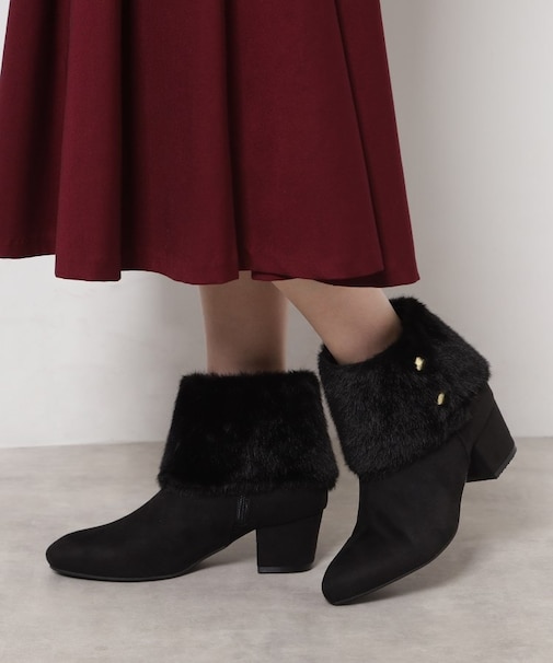 2WAYフェイクファー付きショートブーツ
