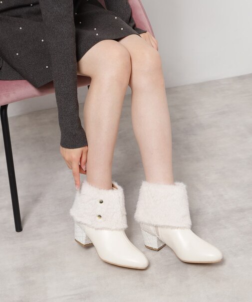 2WAYフェイクファー付きショートブーツ